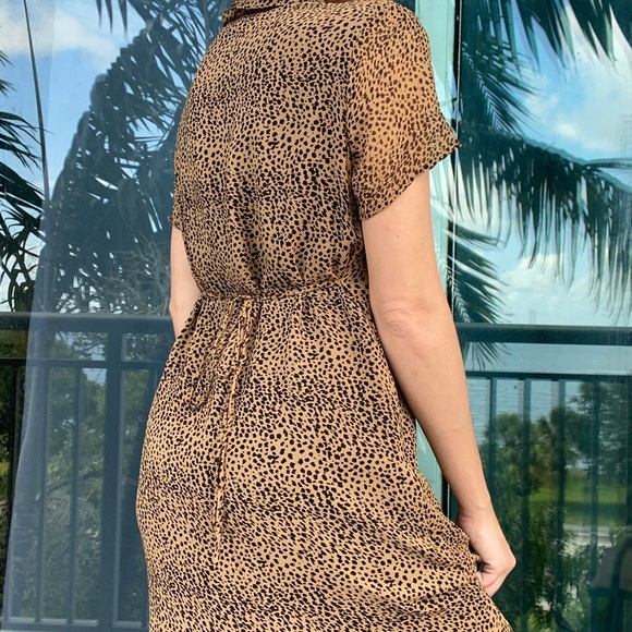 Robbie Bee Vintage Silk Cheetah Leopard Midi Dress 12P - Picture 2 of 9
